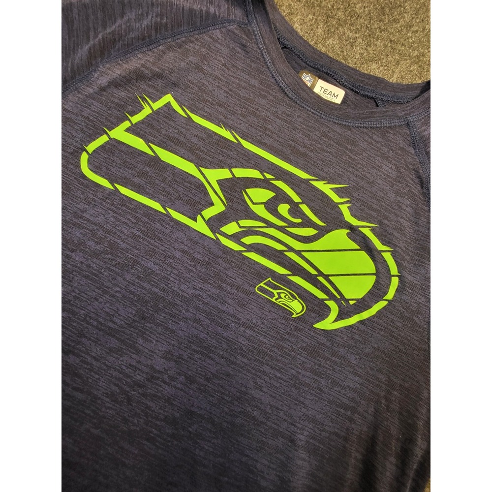 Seattle Seahawks NFL Team Apparel T-shirt Men's Medium Blue Football TX3Cool